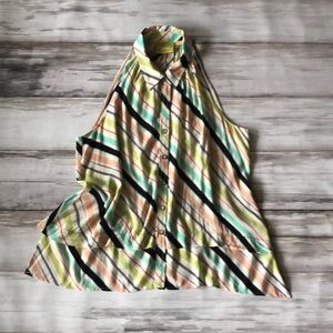 Anthropologie Maeve Tesni Rainbow strip Swing tank top / Size Small